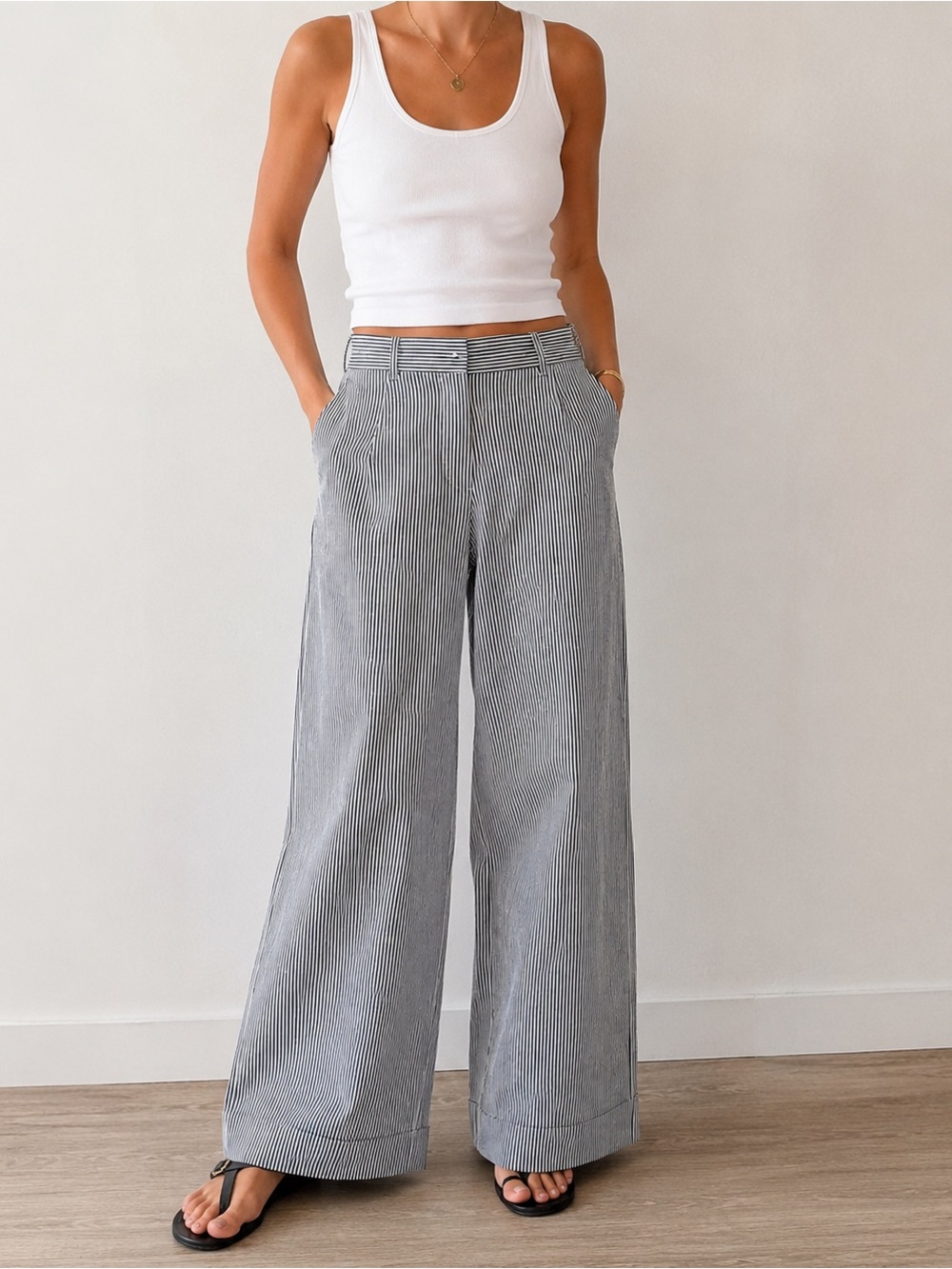 ME+EM Navy Italian Seersucker Relaxed Man Pant